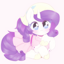 Size: 1280x1280 | Tagged: safe, artist:lovefool2, rarity, pony, unicorn, sleepless in ponyville, :3, blushing, camping outfit, clothes, cute, dress, female, looking at you, mare, prone, raribetes, solo