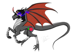 Size: 5500x4000 | Tagged: safe, artist:thedudegamer, derpibooru import, king sombra, dracony, dragon, hybrid, pony, unicorn, dragonified, male, race swap, solo, sombradragon, spread wings, wing claws, wings