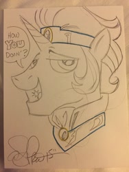 Size: 960x1280 | Tagged: safe, artist:andypriceart, derpibooru import, king sombra, pony, unicorn, f.r.i.e.n.d.s, good king sombra, joey tribbiani, male, solo, sombra swag, stupid sexy good king sombra, stupid sexy sombra, traditional art