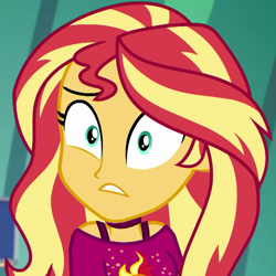 Size: 1077x1077 | Tagged: safe, screencap, sunset shimmer, better together, equestria girls, spring breakdown, confused, cropped