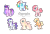 Size: 1630x1098 | Tagged: safe, artist:iheyyasyfox, derpibooru import, applejack, fluttershy, pinkie pie, rainbow dash, rarity, twilight sparkle, twilight sparkle (alicorn), alicorn, earth pony, pegasus, pony, unicorn, alternate design, base used, lidded eyes, mane six, open mouth, raised hoof, redesign, simple background, smiling, transparent background