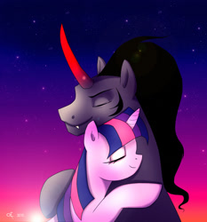 Size: 1978x2123 | Tagged: safe, artist:yula568, derpibooru import, king sombra, twilight sparkle, pony, unicorn, female, male, shipping, straight, twibra