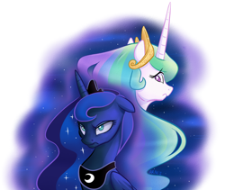 Size: 1600x1349 | Tagged: safe, artist:vampireselene13, princess celestia, princess luna, alicorn, pony, floppy ears, frown