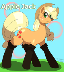 Size: 1461x1635 | Tagged: safe, artist:wonton soup, applejack, earth pony, pony, fireproof boots, pixiv, solo