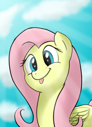 Size: 400x554 | Tagged: safe, artist:whoovespon3, fluttershy, pegasus, pony, :p, cute, shyabetes, solo