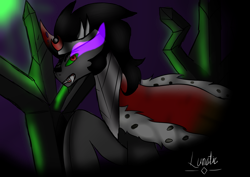 Size: 4092x2893 | Tagged: safe, artist:lunaticprincessluna, derpibooru import, king sombra, pony, unicorn, black mane, male, sharp teeth, solo, sombra eyes, stallion