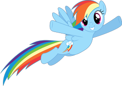 Size: 4226x3000 | Tagged: safe, artist:dashiesparkle, artist:hawk9mm, derpibooru import, rainbow dash, pegasus, pony, rarity investigates, .svg available, absurd resolution, cute, dashabetes, flying, ponyscape, simple background, smiling, solo, transparent background, vector, waving