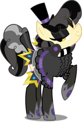 Size: 3379x5000 | Tagged: safe, artist:dashiesparkle, artist:icey-wicey-1517, edit, sapphire shores, earth pony, pony, black socks, clothes, dress, eyeshadow, female, goth, hat, hoof shoes, lidded eyes, makeup, mare, raised hoof, shoes, simple background, socks, solo, thigh highs, top hat, transparent background