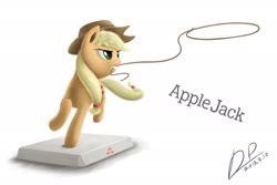 Size: 1920x1280 | Tagged: safe, artist:dipingxiangtr, applejack, earth pony, pony, lasso, pixiv, solo