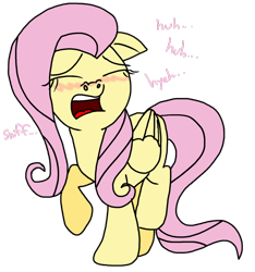 Size: 958x1024 | Tagged: safe, artist:anyponedrawn, fluttershy, pegasus, pony, blushing, cute, nostrils, pre sneeze, sneezing, solo