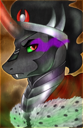 Size: 3850x5950 | Tagged: safe, artist:annakitsun3, derpibooru import, king sombra, pony, unicorn, black mane, male, sharp teeth, solo, sombra eyes, stallion