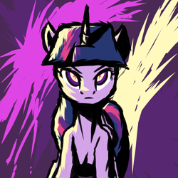 Size: 2000x2000 | Tagged: safe, artist:mykegreywolf, derpibooru import, twilight sparkle, pony, unicorn, female, mare, multicolored mane, purple coat, solo