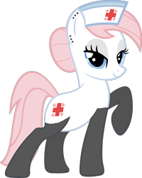 Size: 4794x6000 | Tagged: safe, artist:icey-wicey-1517, artist:slb94, edit, nurse redheart, earth pony, pony, absurd resolution, bedroom eyes, clothes, ear piercing, earring, female, jewelry, looking at you, mare, nurse, nylon, old cutie mark, piercing, pose, raised hoof, rarity pose, simple background, socks, solo, stockings, thigh highs, transparent background