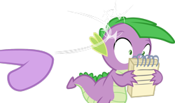 Size: 1280x753 | Tagged: safe, artist:emper24, derpibooru import, spike, twilight sparkle, dragon, hurricane fluttershy, bad dragon, dope slap, drama, notepad, simple background, slap, spikeabuse, transparent background, vector