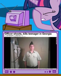 Size: 600x750 | Tagged: safe, derpibooru import, twilight sparkle, human, exploitable meme, facehoof, fail, irl, irl human, meme, obligatory pony, photo, police brutality, tv meme, wii remote, wiimote