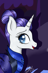 Size: 1976x3008 | Tagged: safe, artist:yulianapie26, rarity, pony, unicorn, the cutie re-mark, alternate timeline, armor, armorarity, night maid rarity, nightmare takeover timeline, open mouth, profile, shadow, solo