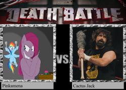 Size: 1008x720 | Tagged: safe, pinkie pie, earth pony, pony, cactus jack, death battle, ecw, exploitable meme, meme, pinkamena diane pie, wwe, wwf