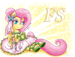 Size: 2000x1500 | Tagged: safe, artist:vavacung, fluttershy, pegasus, pony, clothes, cutie mark, dress, solo