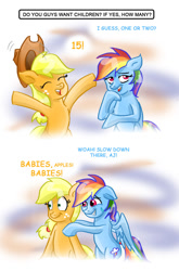 Size: 726x1099 | Tagged: safe, artist:death-is-death, derpibooru import, applejack, rainbow dash, earth pony, pegasus, pony, appledash, female, lesbian, shipping