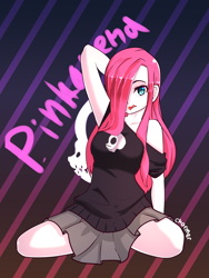 Size: 1600x2133 | Tagged: safe, artist:acharmingpony, pinkie pie, human, clothes, humanized, lip bite, pinkamena diane pie, skirt, solo