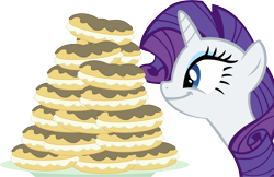 Size: 13924x9034 | Tagged: safe, artist:cyanlightning, rarity, pony, unicorn, mmmystery on the friendship express, .svg available, absurd resolution, eclair, food, rarity looking at food, simple background, solo, transparent background, vector