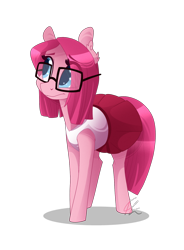 Size: 1184x1605 | Tagged: safe, artist:lolepopenon, pinkie pie, earth pony, pony, clothes, diane, dress, glasses, pinkamena diane pie, simple background, solo, the clone that got away, transparent background