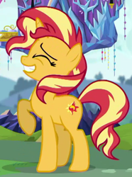 Size: 494x664 | Tagged: safe, screencap, sunset shimmer, pony, better together, equestria girls, spring breakdown, cropped, grin, smiling