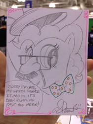 Size: 768x1024 | Tagged: safe, artist:andypriceart, pinkie pie, earth pony, pony, bowtie, groucho mask, hat, solo, traditional art