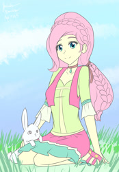 Size: 1280x1836 | Tagged: safe, artist:jonfawkes, fluttershy, rabbit, friendship through the ages, 30 minute art challenge, clothes, folk fluttershy, humanized, skirt