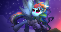 Size: 3800x2000 | Tagged: safe, artist:geraritydevillefort, derpibooru import, rainbow dash, pegasus, pony, clothes, female, mare, musical, rainbow dantes, rainbow dash always dresses in style, smiling, solo, the count of monte cristo, the count of monte rainbow, the man i used to be