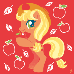 Size: 600x600 | Tagged: safe, artist:yousukou, applejack, earth pony, pony, female, mare, solo, style emulation