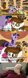 Size: 844x2357 | Tagged: safe, derpibooru import, alula, aura (character), featherweight, first base, gallop j. fry, little red, liza doolots, petunia, pipsqueak, rainy feather, snails, sunny daze, tootsie flute, twilight sparkle, twilight sparkle (alicorn), alicorn, pony, twilight time, facepalm, female, jean-luc picard, mare, screencap comic, star trek