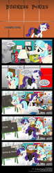 Size: 1470x4715 | Tagged: safe, artist:derpyfanboy, coco pommel, rarity, pony, unicorn, baking powder, business, business ponies, businessmare, chalkboard, clothes, comic, dilbert, glasses, hay smoothie, juice, juice box, lamp, mad men, pun, the dilbert zone, typewriter