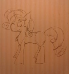 Size: 966x1042 | Tagged: safe, artist:rafuki, rarity, pony, unicorn, alt style, missing cutie mark, monochrome, profile, side view, solo, traditional art