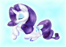 Size: 1926x1394 | Tagged: safe, artist:plaguedogs123, rarity, pony, unicorn, eyes closed, female, mare, prone, smiling, solo