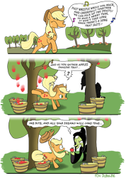 Size: 600x841 | Tagged: safe, artist:foudubulbe, applejack, granny smith, earth pony, pony, apple, comic, snow white, witch