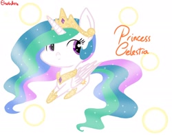 Size: 2076x1630 | Tagged: safe, artist:elisawhite, princess celestia, alicorn, pony, chibi, prone, solo