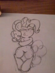 Size: 1920x2560 | Tagged: safe, artist:heavymetalbronyyeah, pinkie pie, earth pony, pony, monochrome, sketch, solo, traditional art