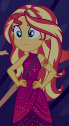 Size: 476x860 | Tagged: safe, screencap, applejack, sunset shimmer, better together, equestria girls, spring breakdown, armlet, beautiful, cropped, hands on hip, sleeveless