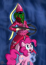 Size: 1400x2000 | Tagged: safe, artist:xain-russell, pinkie pie, earth pony, pony, crossbow, fanfic art, laetitia, magician arcana, persona, persona: the harmony arcana, tarot card