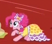Size: 183x156 | Tagged: safe, screencap, pinkie pie, smooze, earth pony, pony, make new friends but keep discord, animated, clothes, dancing, dress, female, gala dress, mare