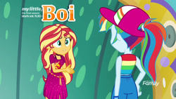 Size: 1280x720 | Tagged: safe, edit, edited screencap, screencap, rainbow dash, sunset shimmer, better together, equestria girls, spring breakdown, boi, meme