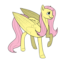 Size: 650x550 | Tagged: safe, artist:fantasyinsanity, fluttershy, pegasus, pony, large wings, raised hoof, simple background, solo, transparent background