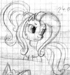 Size: 447x482 | Tagged: safe, artist:colossalstinker, derpibooru import, rainbow dash, pegasus, pony, g3.5, graph paper, monochrome, solo, traditional art