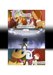 Size: 3541x5016 | Tagged: safe, artist:gashiboka, doctor whooves, rarity, roseluck, oc, oc:gold lily, earth pony, pony, unicorn, comic:recall the time of no return, comic, dalek, doctor who, invasion