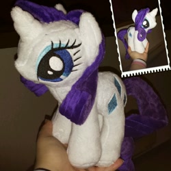 Size: 1080x1080 | Tagged: safe, artist:rubiowolf, rarity, female, hand, irl, photo, plushie, solo