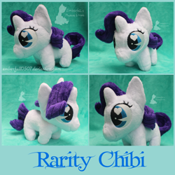 Size: 1600x1600 | Tagged: safe, artist:emberfallplush, rarity, chibi, female, heart eyes, irl, missing cutie mark, photo, plushie, solo, wingding eyes