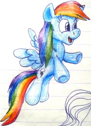 Size: 800x1108 | Tagged: safe, artist:colossalstinker, derpibooru import, rainbow dash, pegasus, pony, lined paper, solo, traditional art