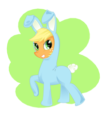 Size: 2234x2549 | Tagged: safe, artist:vittlevoom, applejack, earth pony, pony, bunny costume, bunnyjack, clothes, solo