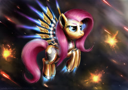 Size: 1280x899 | Tagged: safe, artist:linblack, fluttershy, pegasus, pony, hmd, science fiction, solo